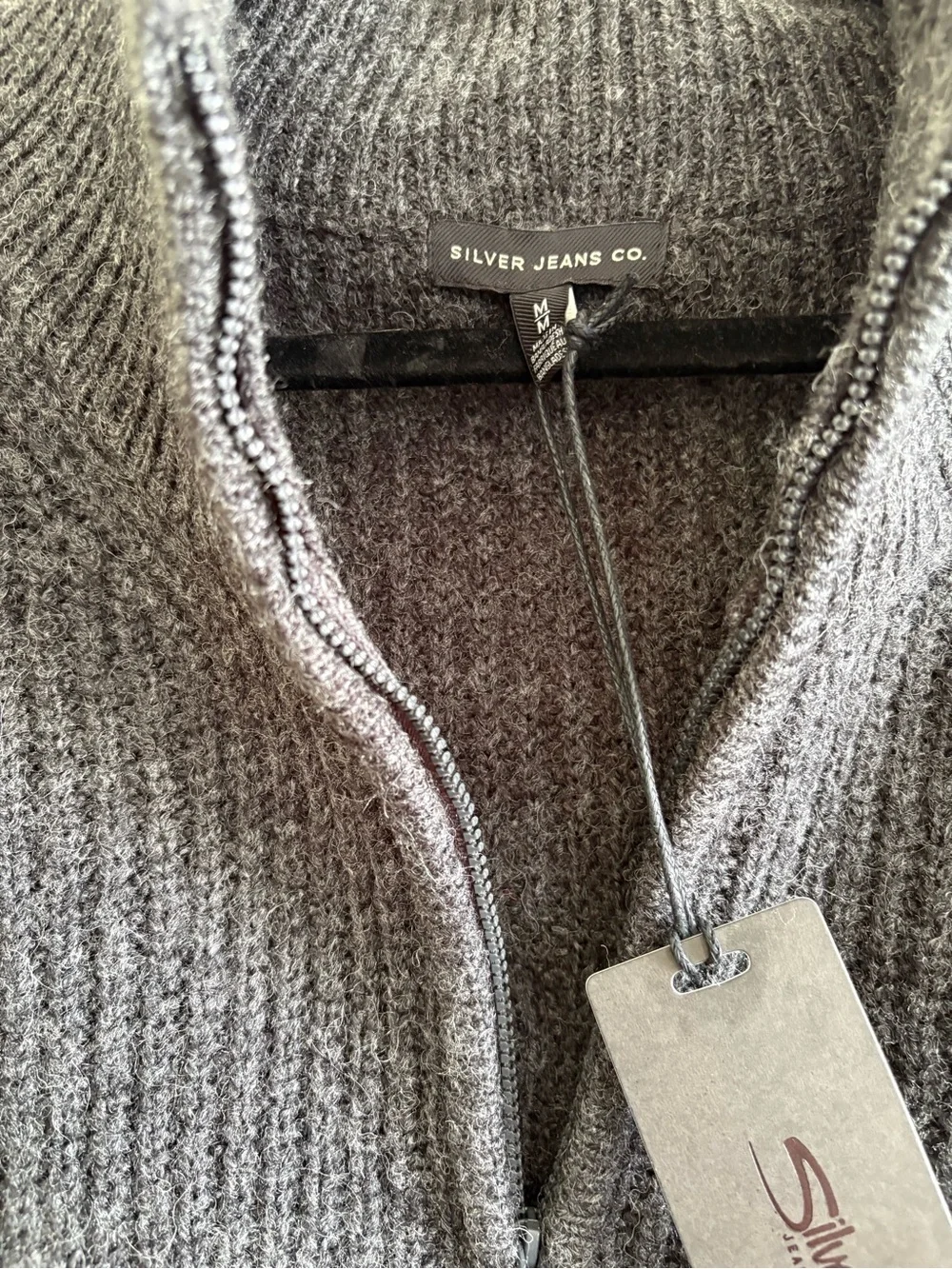 Silver Jeans Co. Men's Mock Neck 1/4 Zip Solid Knit Sweater Heather Black Size M
